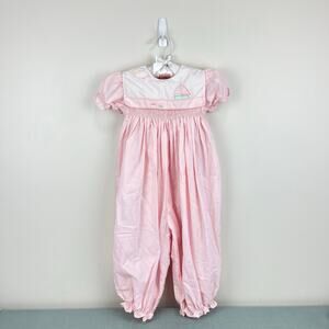 Carriage Boutiques Smocked Pink Sailboat Jumpsuit 24 Months